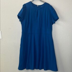 eShakti Blue Puff Sleeve A-Line Midi Dress Size 2X / 20W